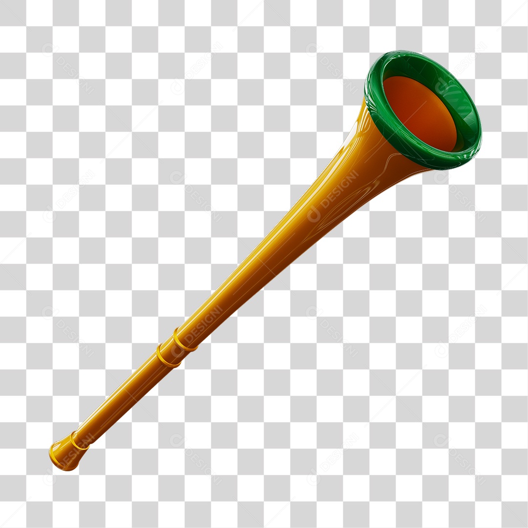 Elemento 3D Vuzuvela Copa do Mundo Verde e Amarelo PNG