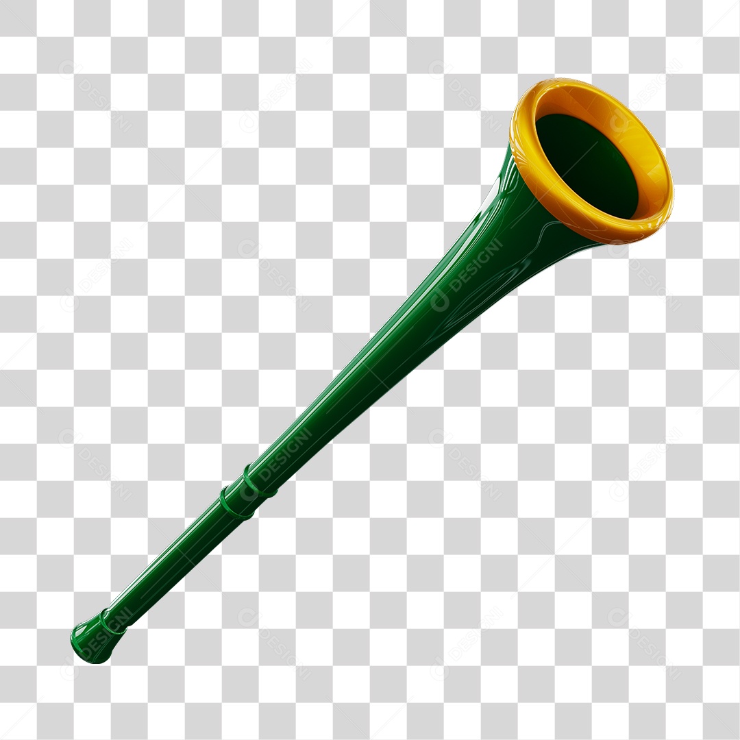 Elemento 3D Vuzuvela Copa do Mundo Verde e Amarelo PNG