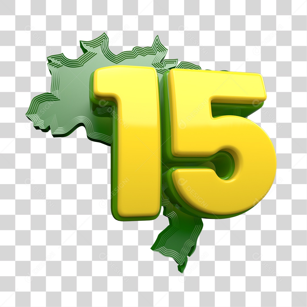 Número 15 Com Fita Verde Conceito de Dia da Proclamação Da República PNG