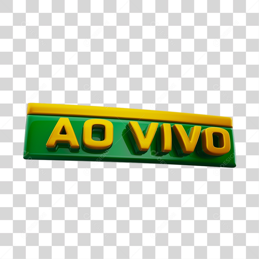 Selo 3D Ao Vivo Cores Verde e Amarelo PNG Transparente
