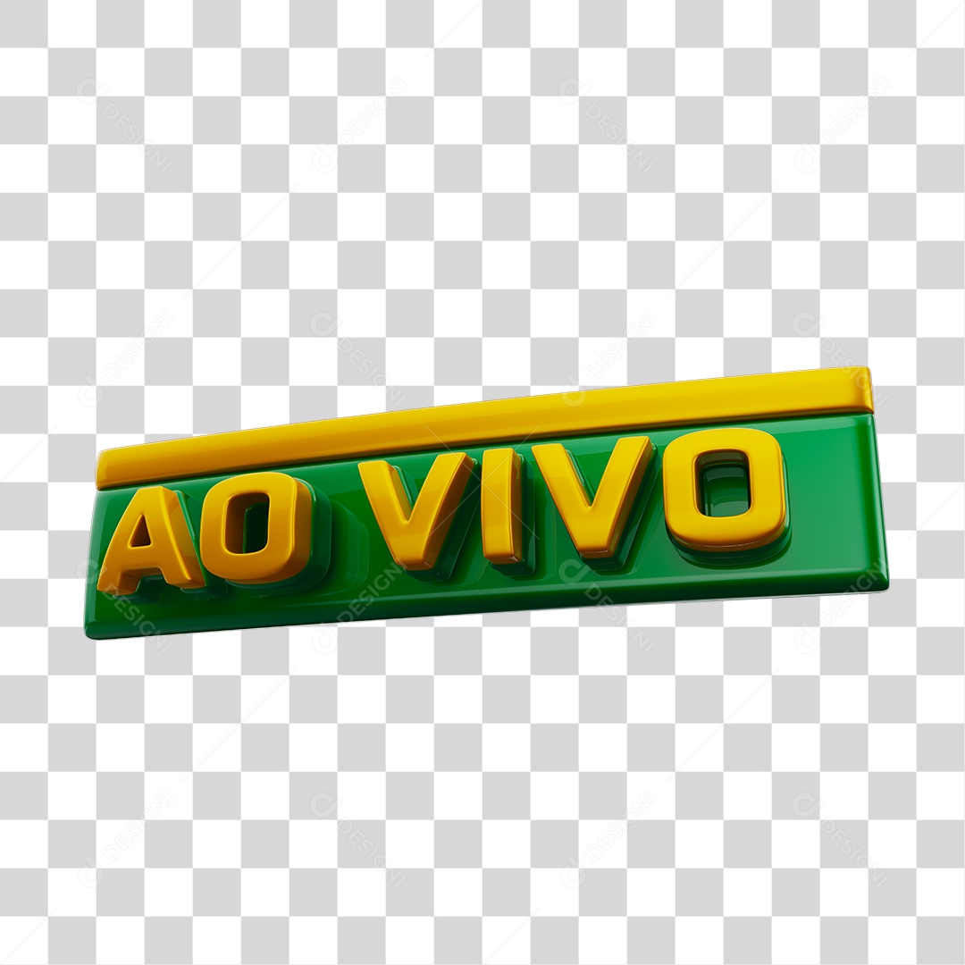 Selo 3D Ao Vivo Cores Verde e Amarelo PNG Transparente