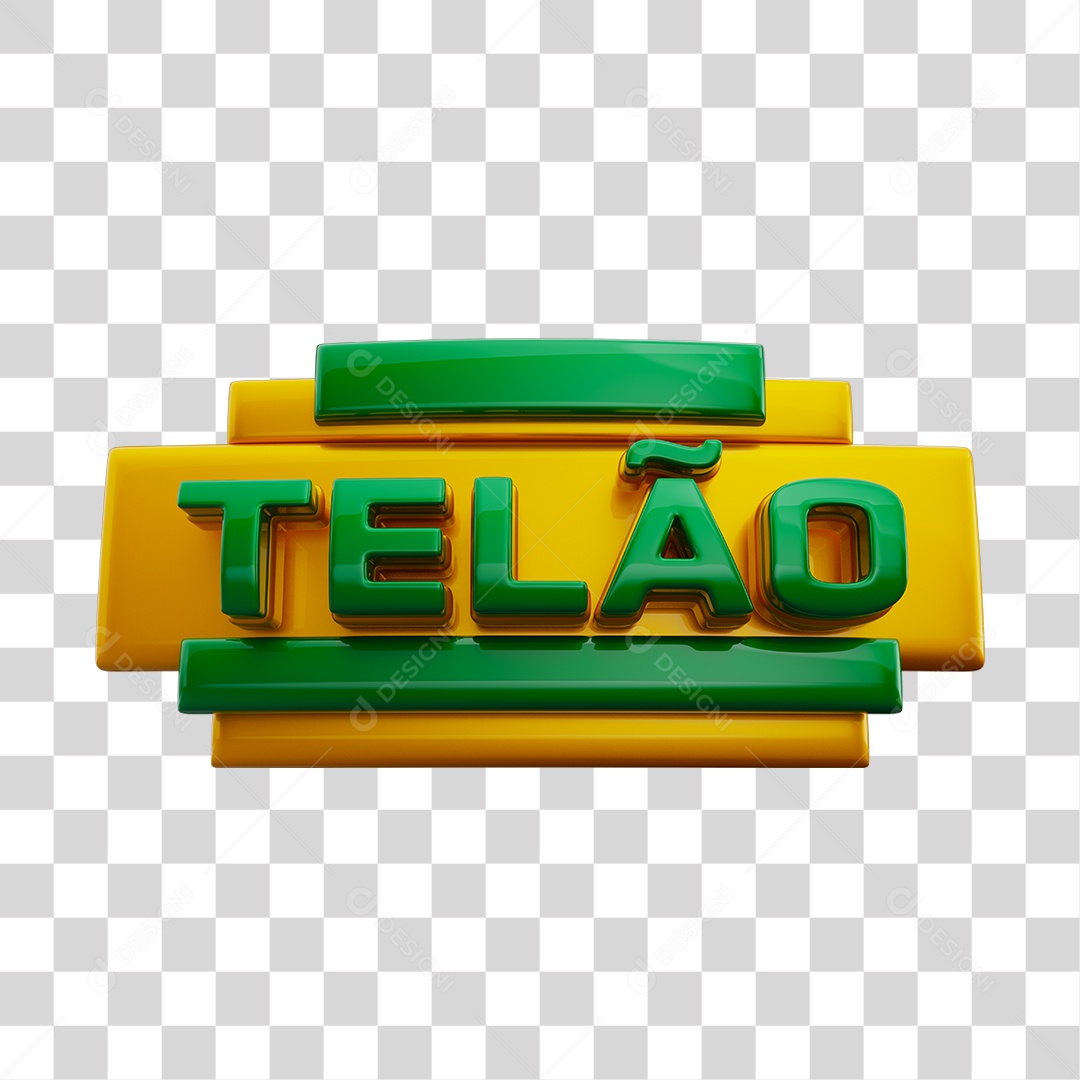 Selo 3D Telão Cores Verde e Amarelo PNG Transparente