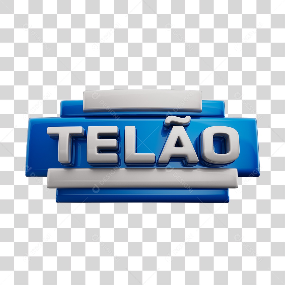 Selo 3D Telão Cores Azul e Branco PNG Transparente