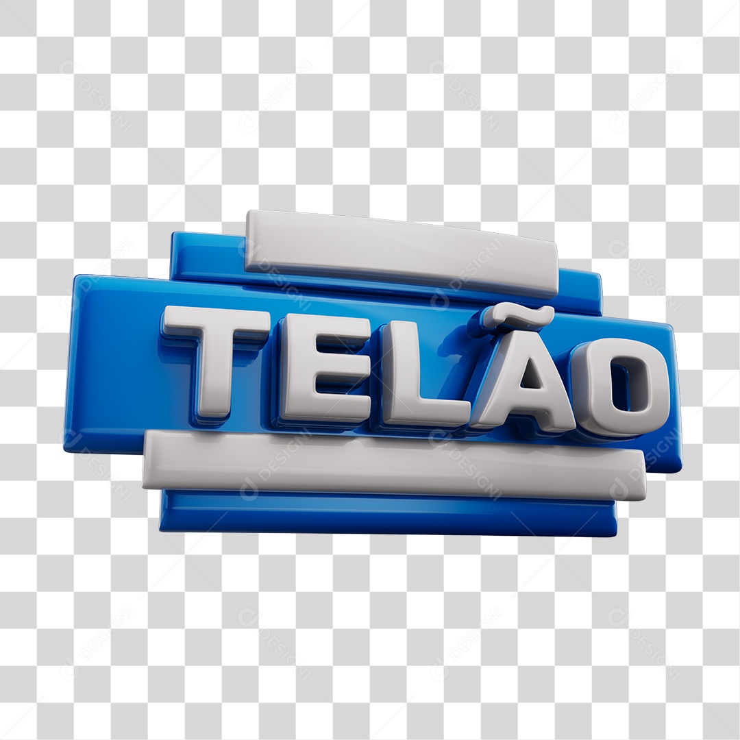 Selo 3D Telão Cores Azul e Branco PNG Transparente