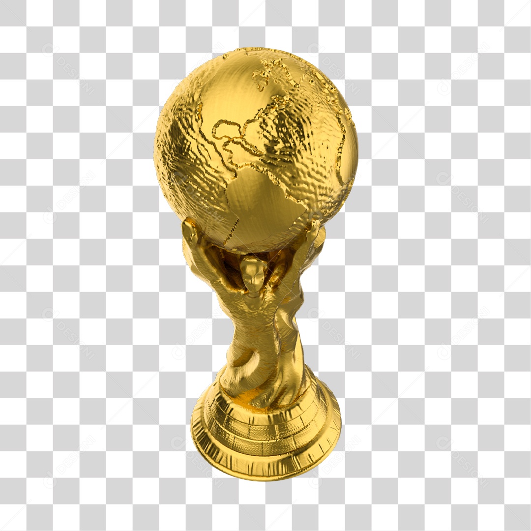 Taça da Copa do Mundo Dourada Elemento 3D PNG Transparente