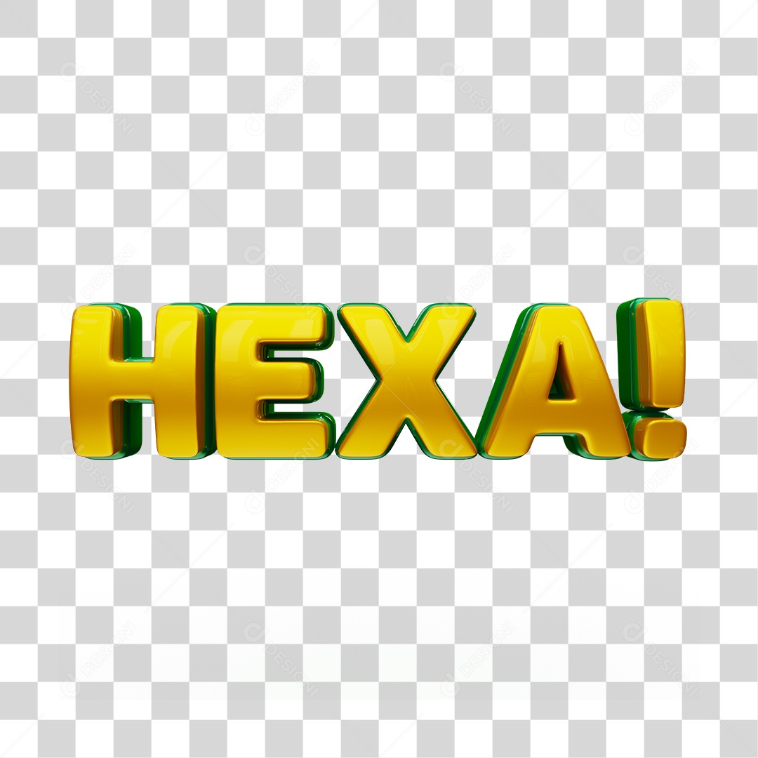 Texto 3D Hexa Cores Verde e Amarelo PNG Transparente