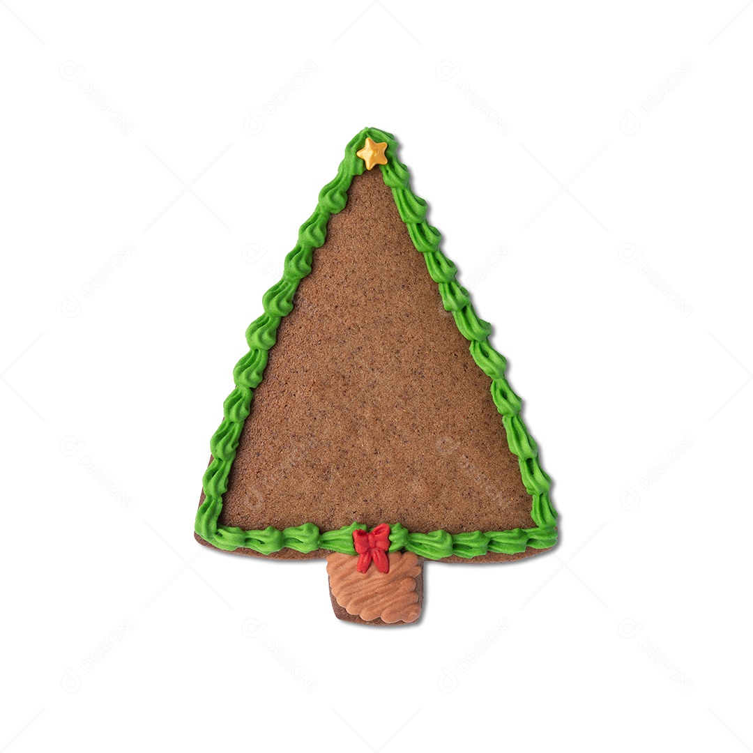 Traditional Christmas gingerbread cookie in the shape of a tree isolated