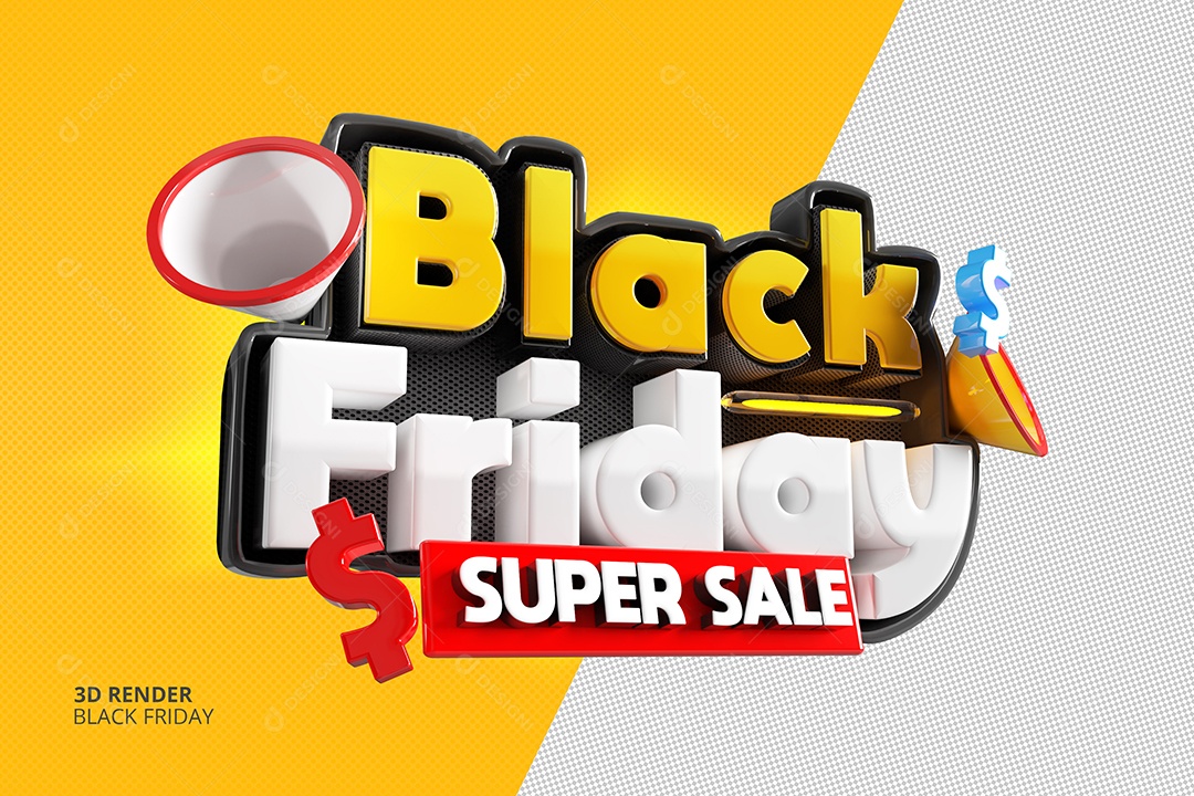 Selo 3D Black Friday Super Oferta Para Composição PSD