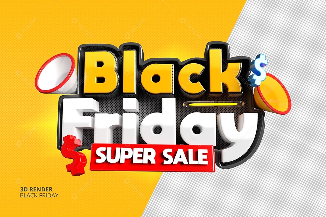 Selo 3D Black Friday Super Oferta Para Composição PSD