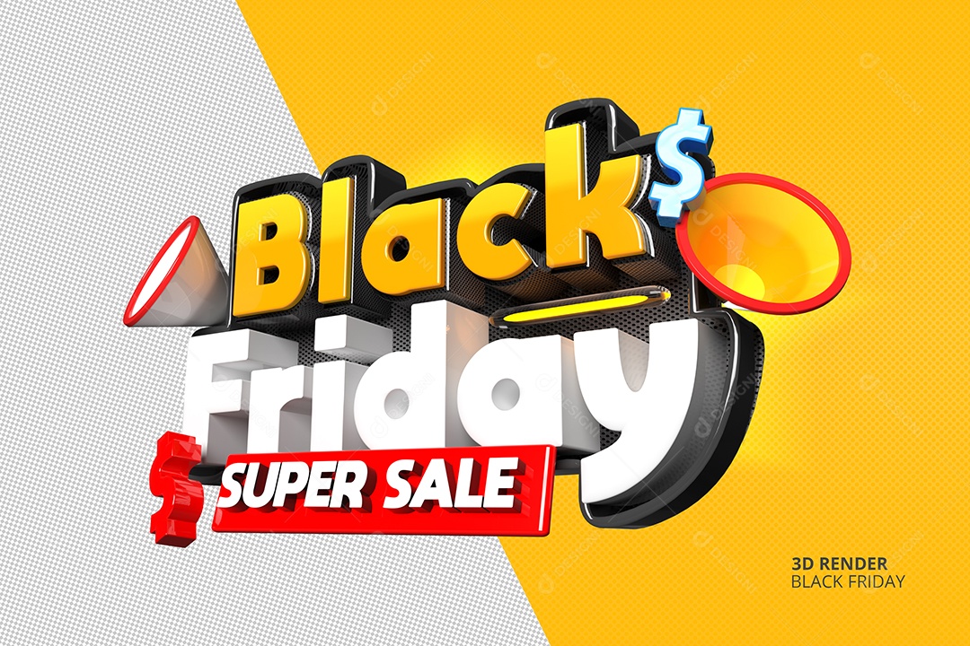 Selo 3D Black Friday Super Oferta Para Composição PSD
