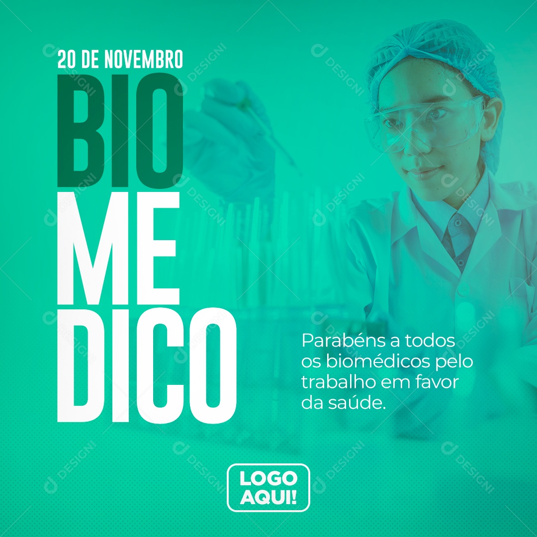 Parabéns a Todos os Biomédicos pelo Trabalho Dia do Biomédico Social Media PSD Editável