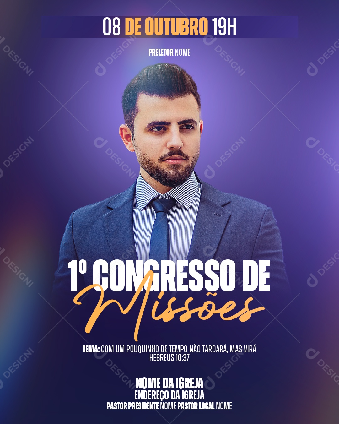 Social Media Flyer Igreja Congresso de Missões PSD Editável