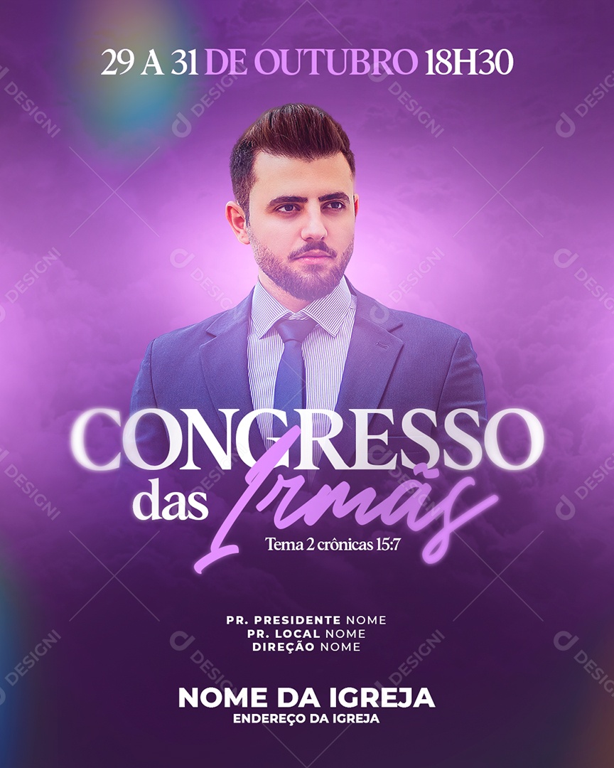 Social Media Flyer Igreja Congresso Das Irmãs PSD Editável