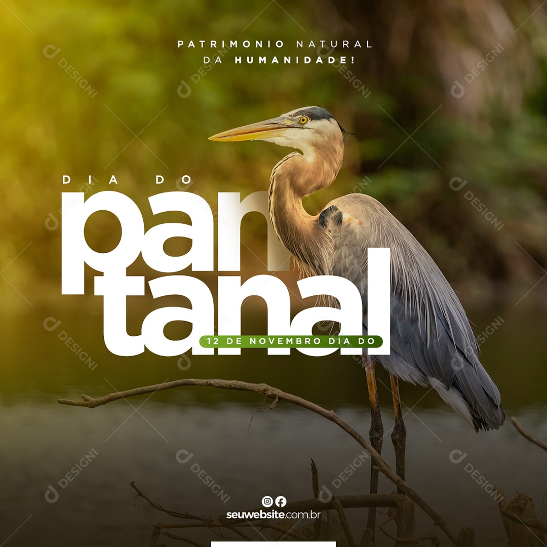 Data Comemorativa Dia do Pantanal 12 de Novembro Social Media PSD Editável