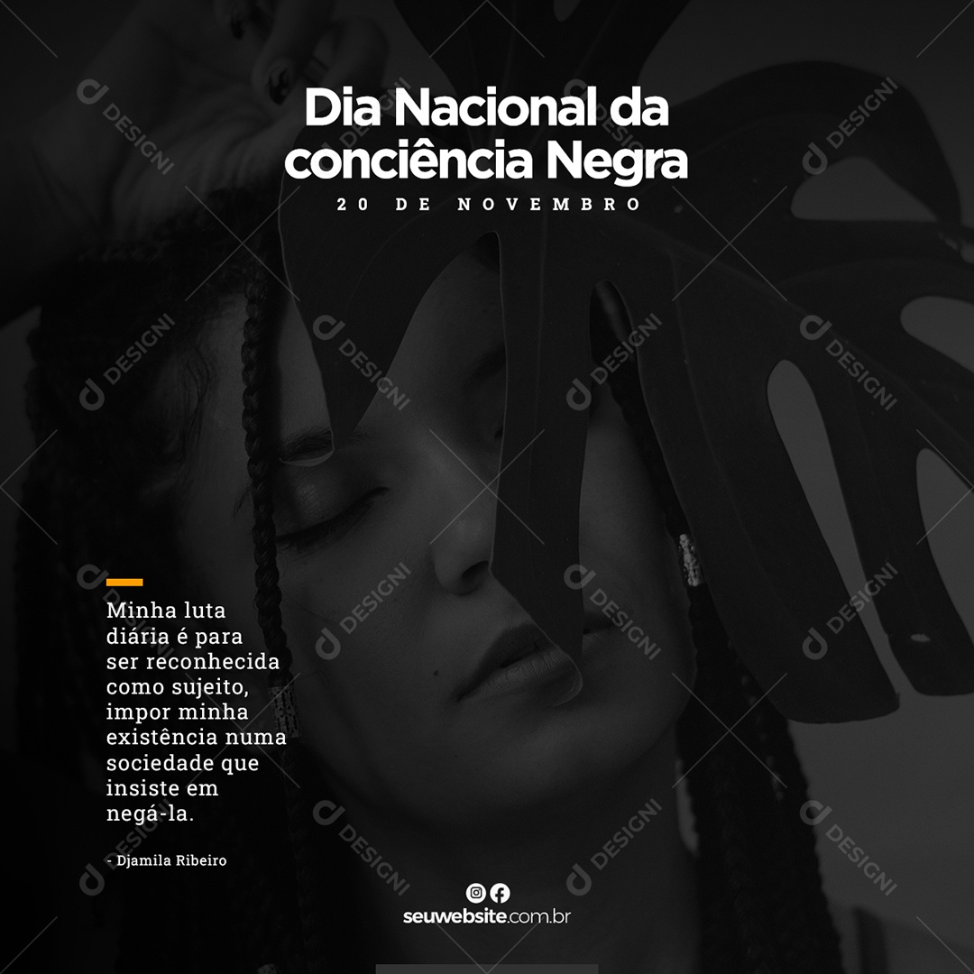 Dia da Consciência Negra 20 de Novembro Social Media PSD Editável