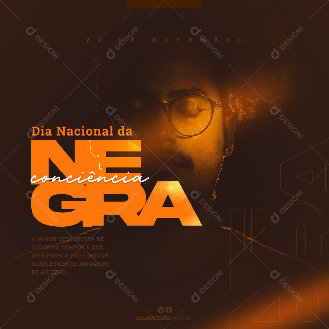 Dia da Consciência Negra 20 de Novembro Social Media PSD Editável