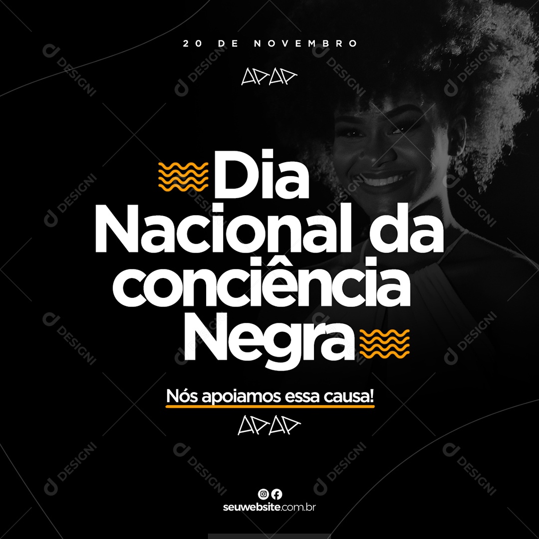 Dia da Consciência Negra 20 de Novembro Social Media PSD Editável