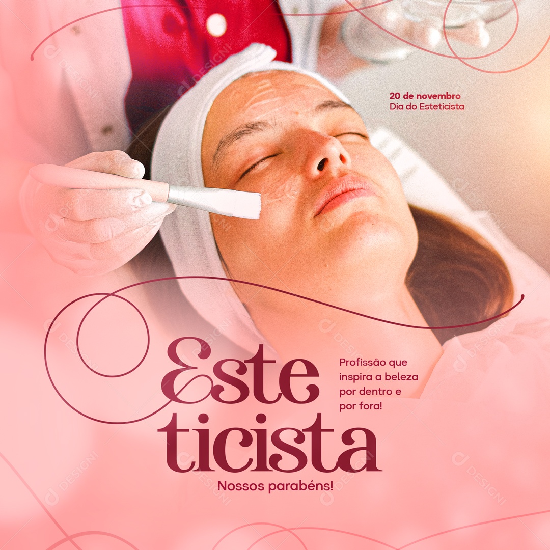 Social Media Dia Do Esteticista 20 De Novembro Parabéns PSD Editável