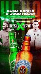 Story Quem Ganha esse Jogo Brasil x Sérvia Cervejaria Copa Mundo Social Media PSD Editável