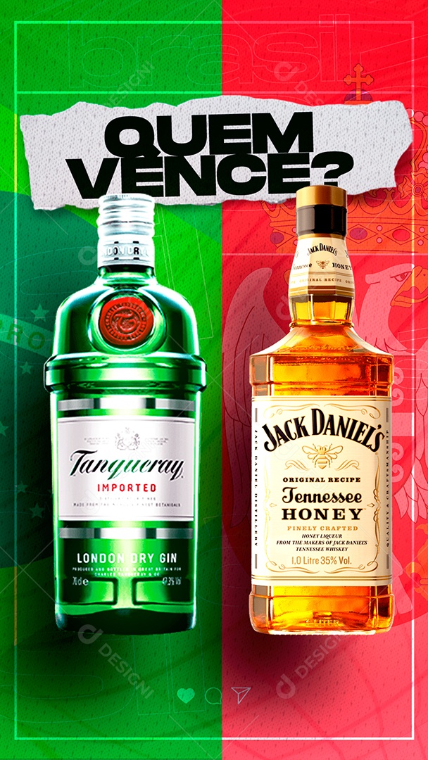 Story Quem Vence Tanqueray ou Jack Daniel´s Cervejaria Copa Mundo Social Media PSD Editável