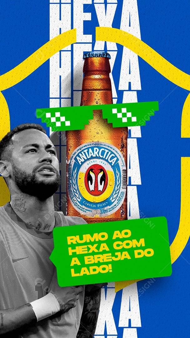 Story Rumo ao Hexa com a Breja Cervejaria Copa Mundo Social Media PSD Editável