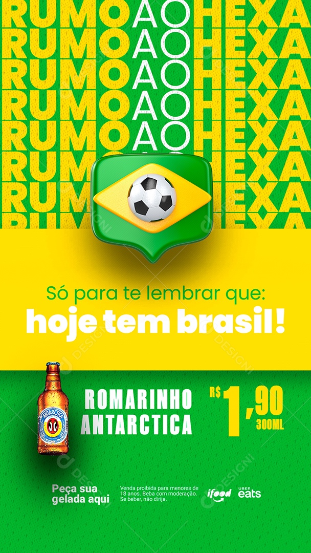 Story Só Para te Lembrar Que Hoje Tem Brasil Cervejaria Copa Mundo Social Media PSD Editável
