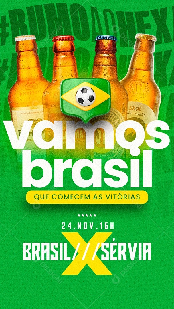 Story Vamos Brasil Que Comecem as Vitórias Cervejaria Copa Mundo Social Media PSD Editável