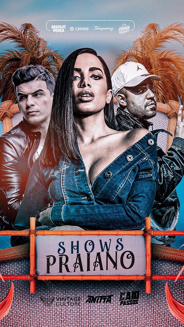 Story Shows Praiano Vintage Culture Anitta Caio Passos Flyers Social Media PSD Editável