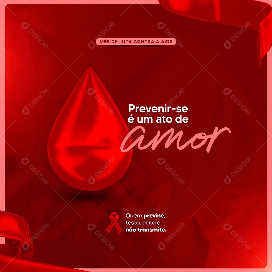 Dezembro Vermelho Mês De Prevenção Ao HIV e Aids Social Media PSD Editável