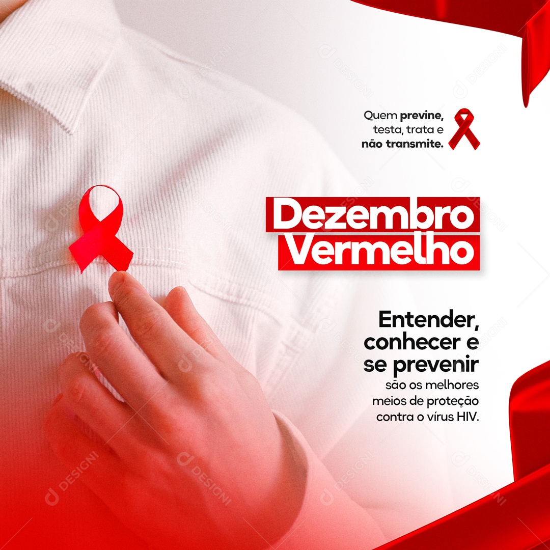 Dezembro Vermelho Mês De Prevenção Ao HIV e Aids Social Media PSD Editável