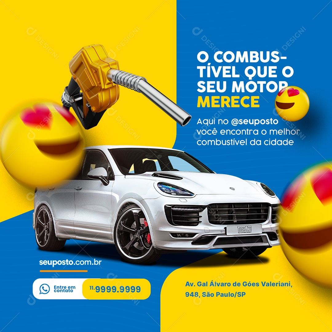 O Combustível que o Seu Motor Merece Posto de Combustível Social Media PSD Editável