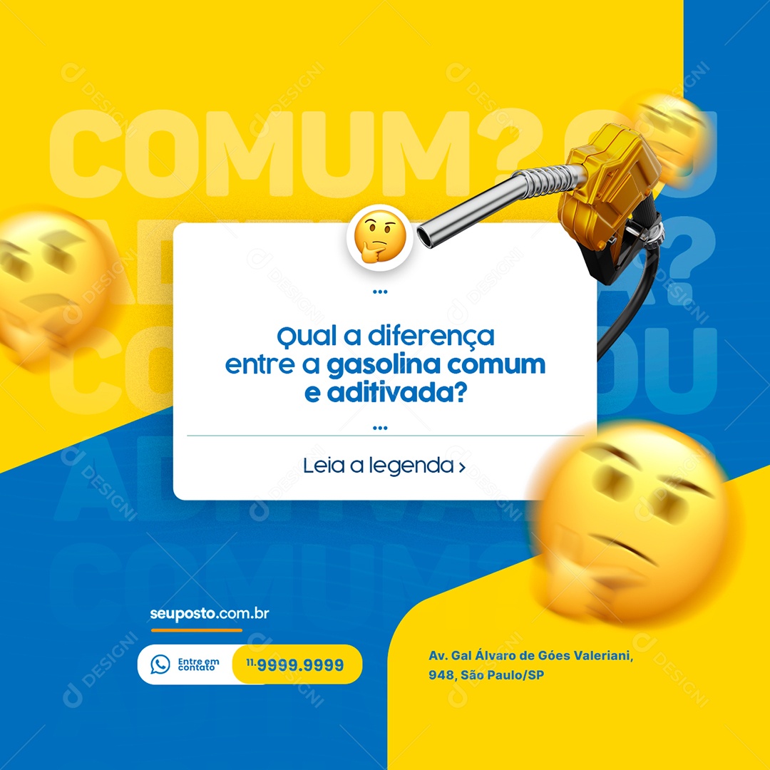 Qual a Diferença entre a Gasolina Comum e Aditivada Posto de Combustível Social Media PSD Editável