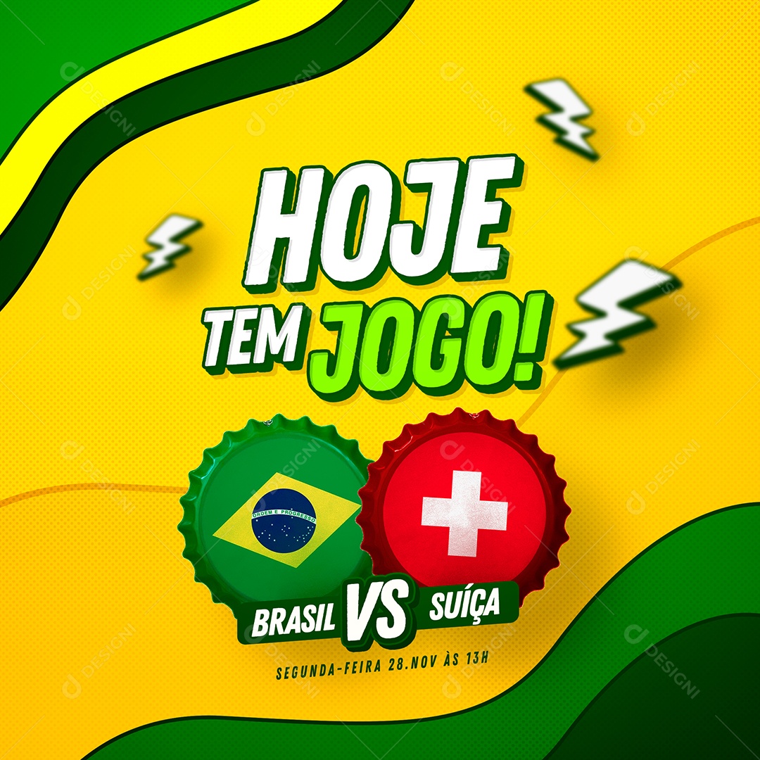 Hoje tem jogo Brasil Vs Suíça Social Media PSD Editável