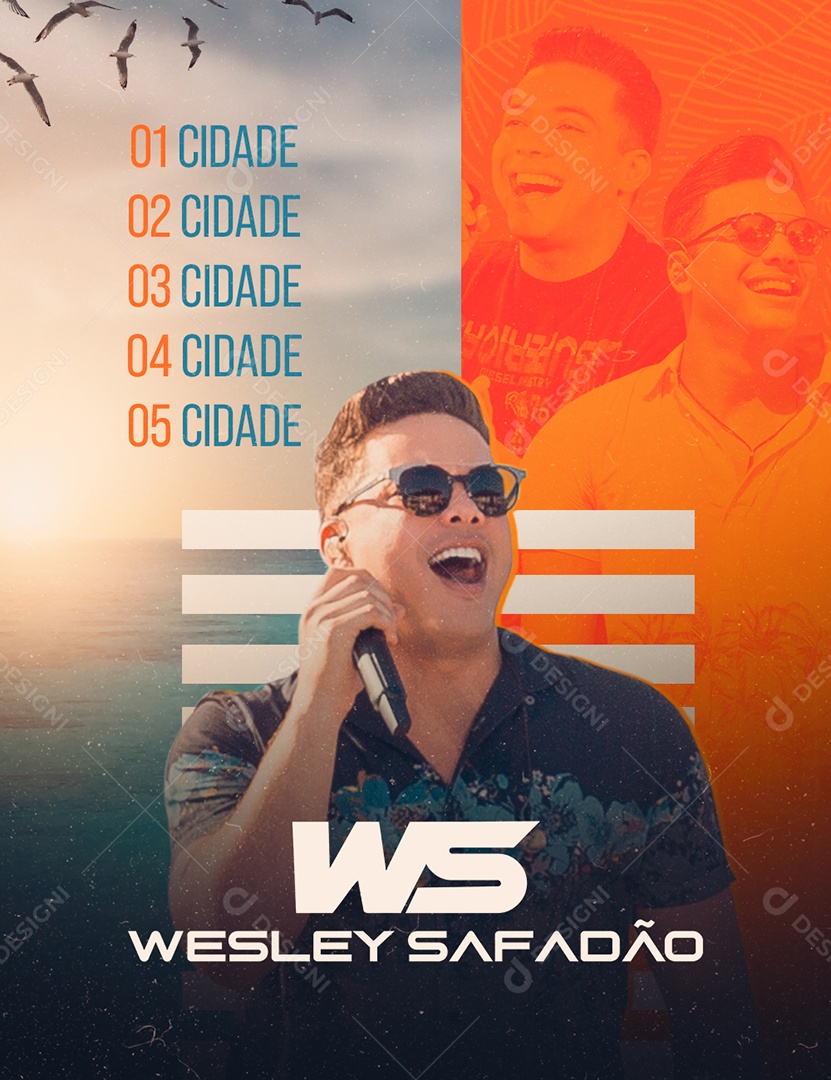 Social Media Flyer Shows Eventos Agenda de Shows WS Wesley Safadão PSD Editável