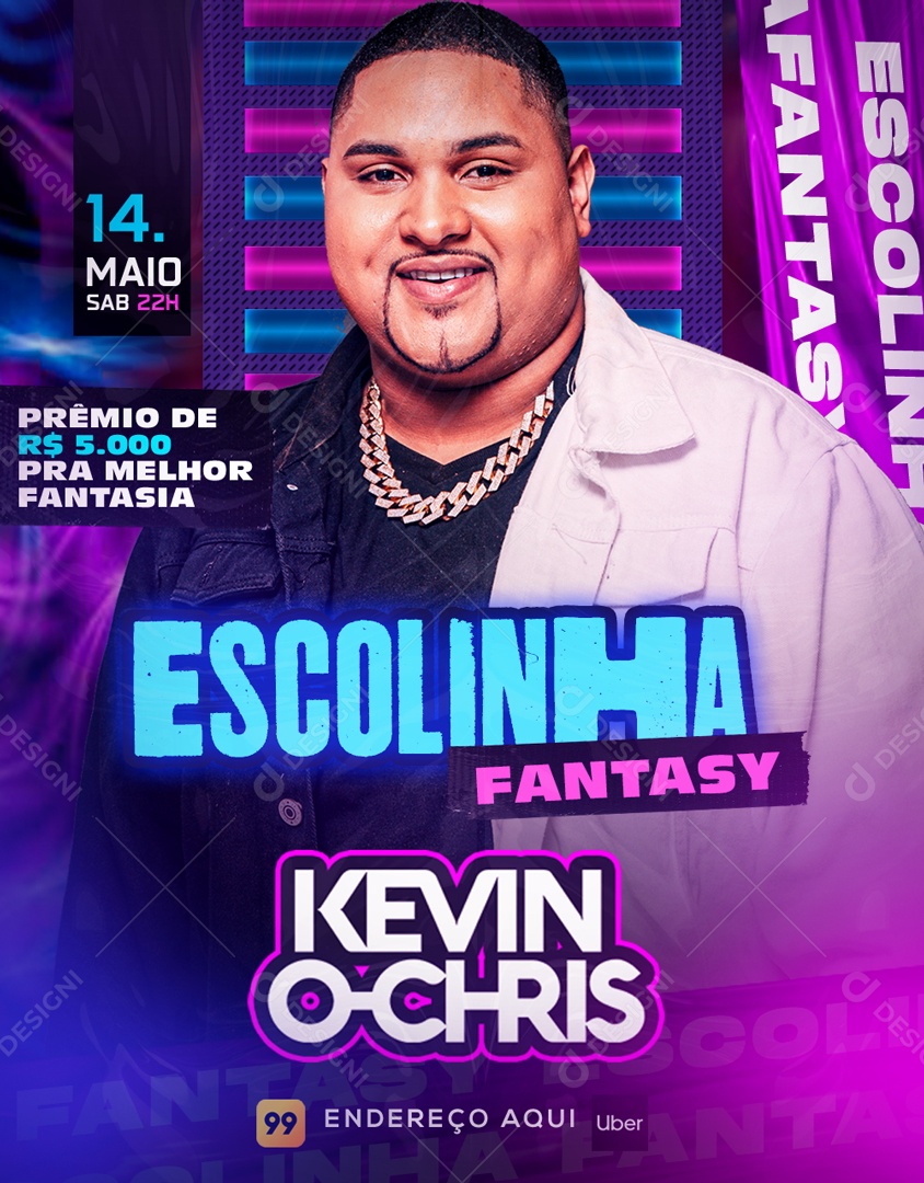 Social Media Flyer Eventos Baile Fantasy Kevin o Chris PSD Editável