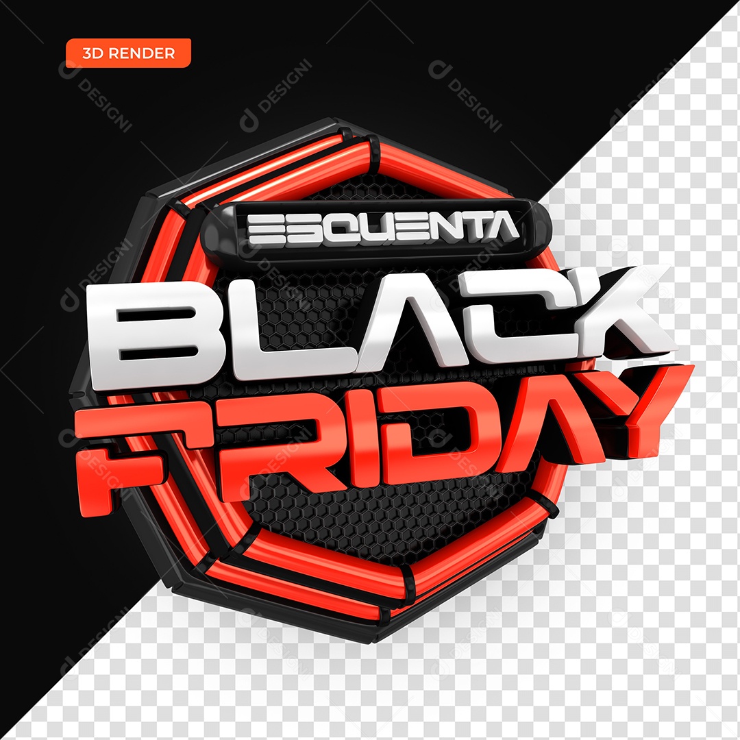 Selo 3D Para Composição Esquenta Black Friday PSD