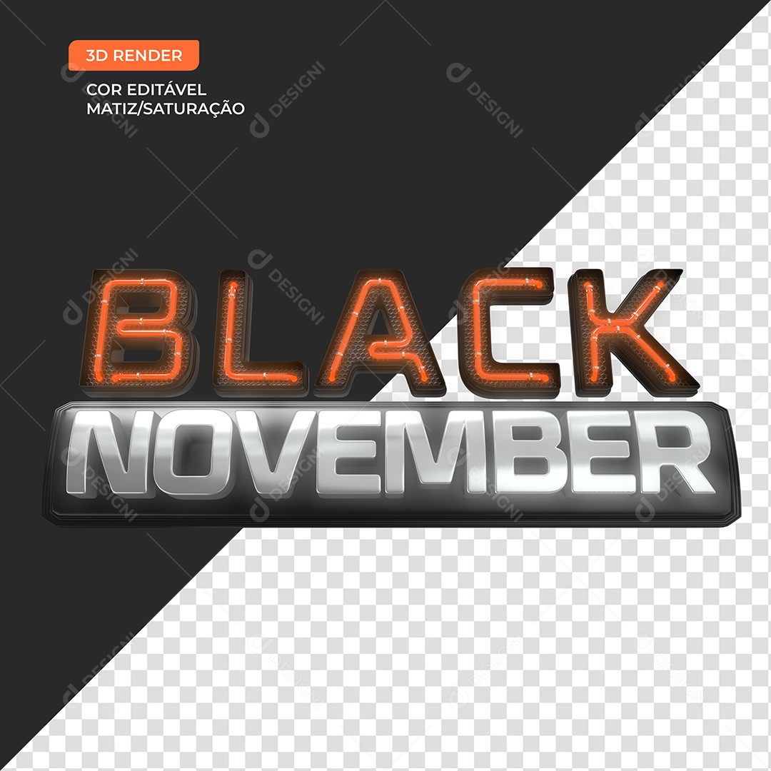 Selo 3D Para Composição Black November PSD