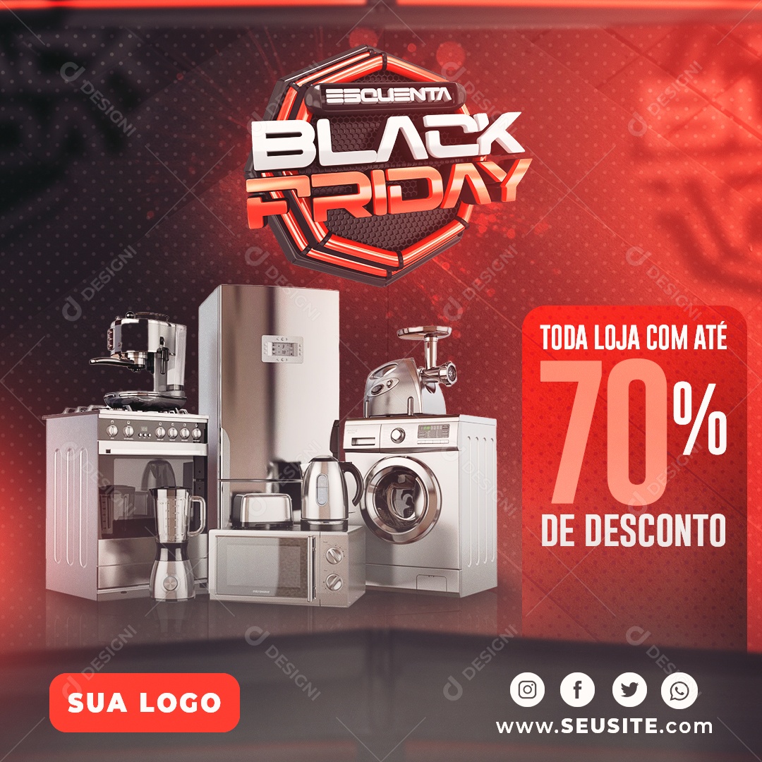 Social Media Black Friday 70% Desconto PSD Editável