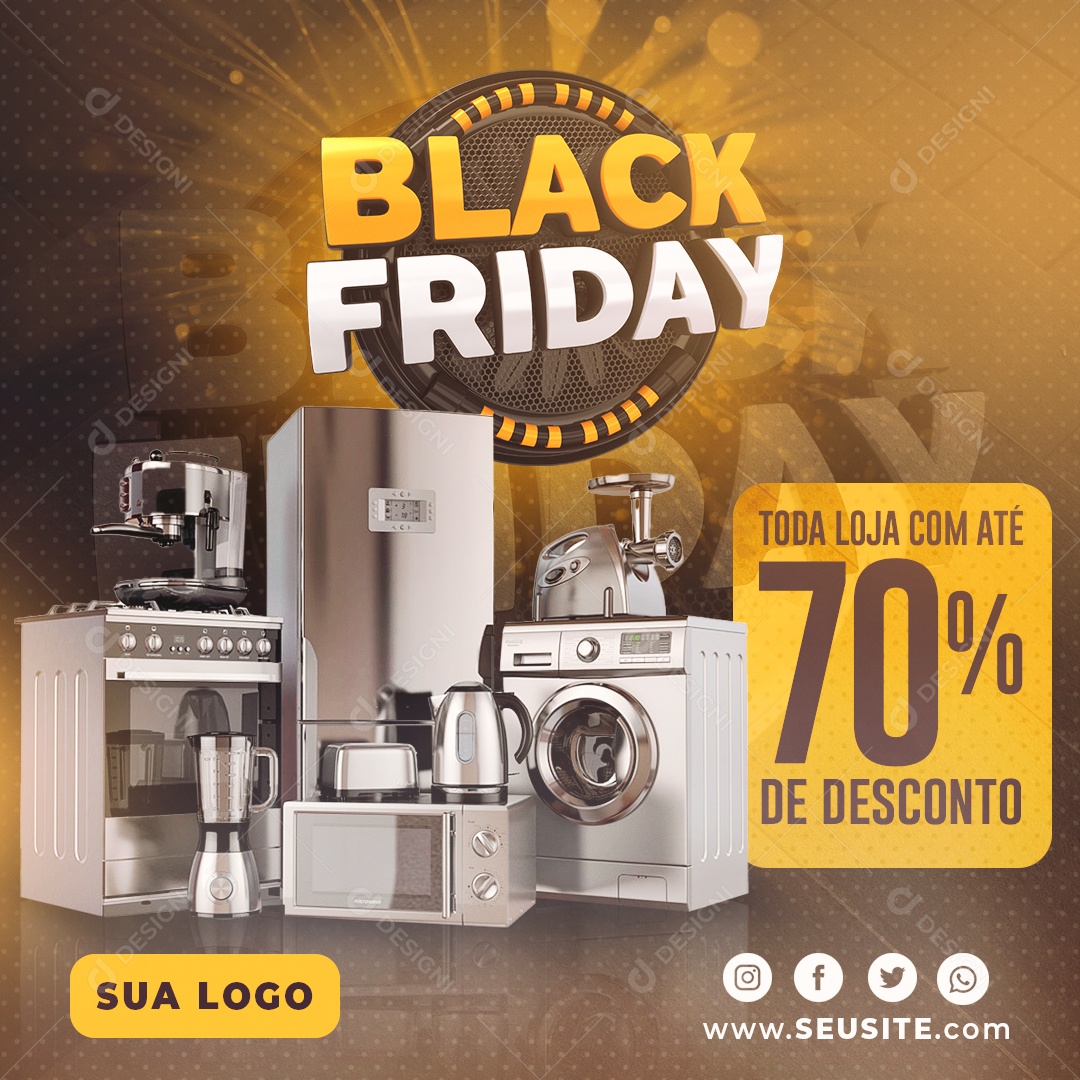 Social Media Black Friday 70% Desconto PSD Editável