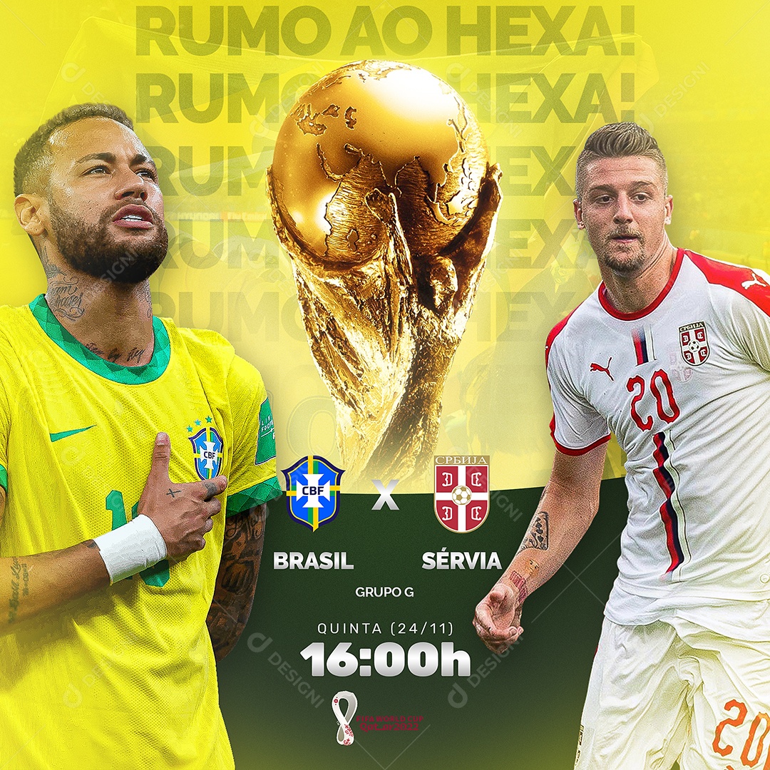 Social Media Copa do Mundo Brasil e Servia PSD Editável