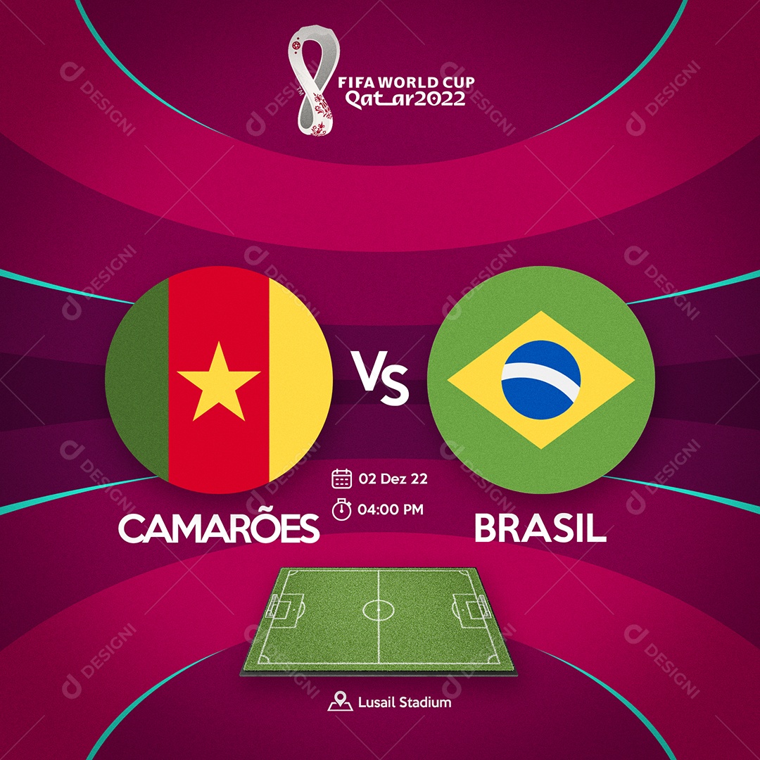 Social Media Copa do Mundo Camarões Brasil PSD Editável