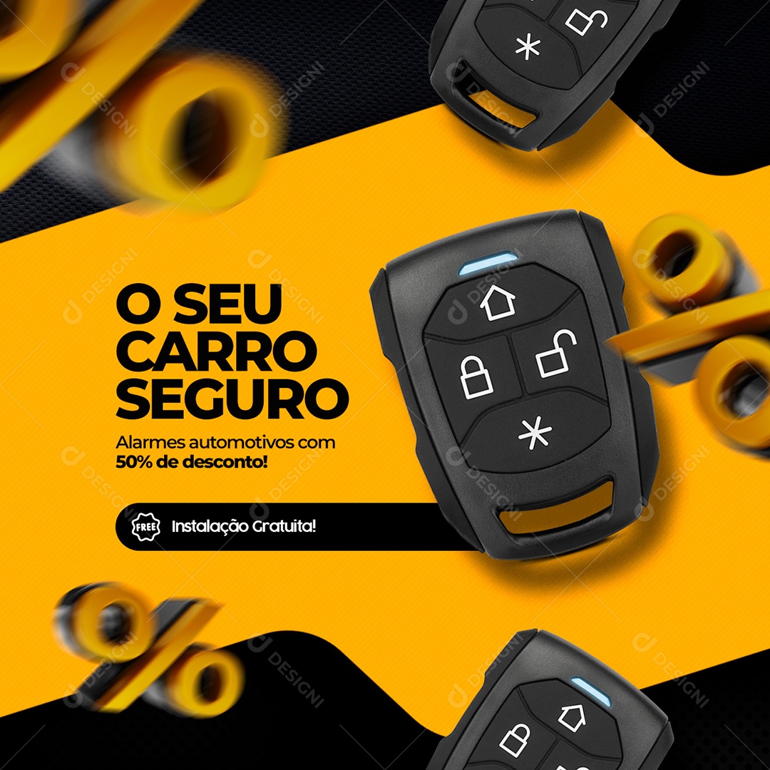 O Seu Carro Seguro Oficina Mecânica Social Media PSD Editável