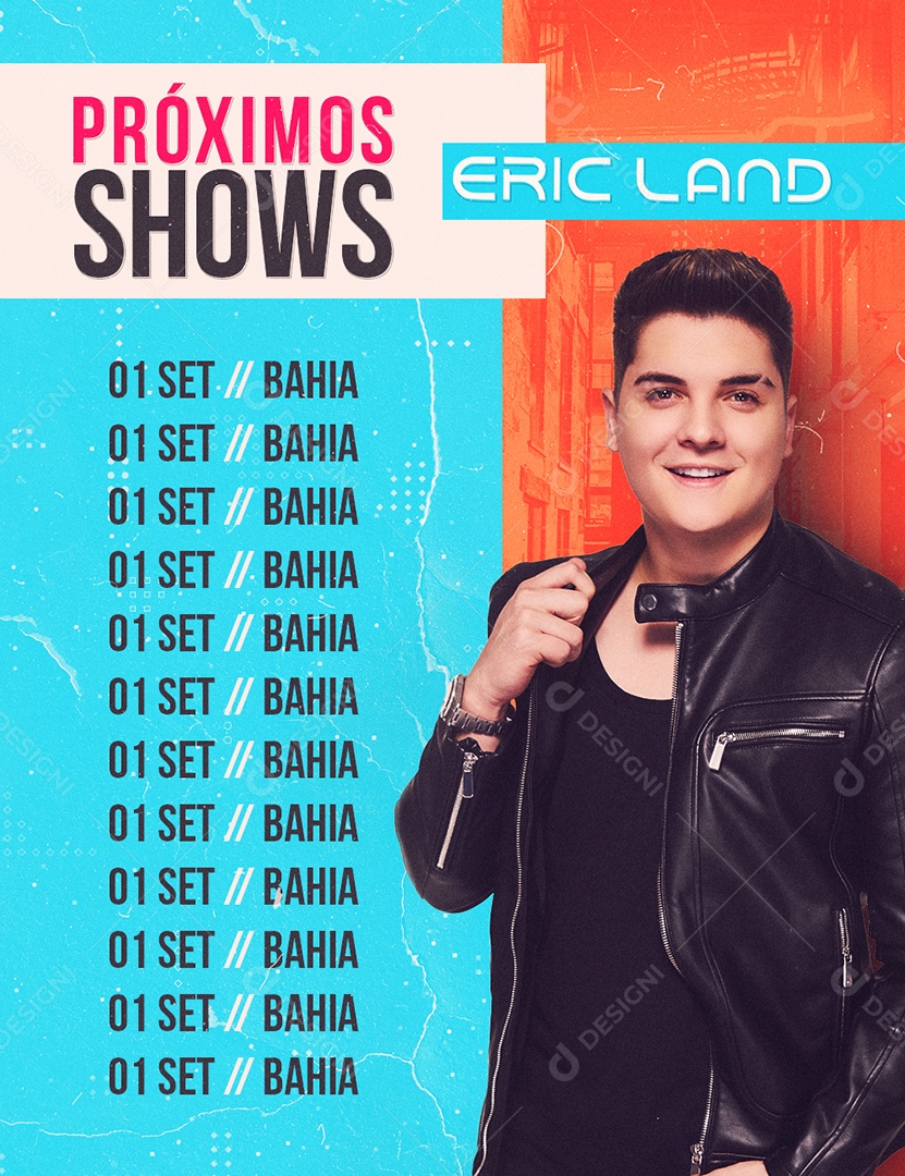 Flyer Agenda de Shows Eric Land Social Media PSD Editável