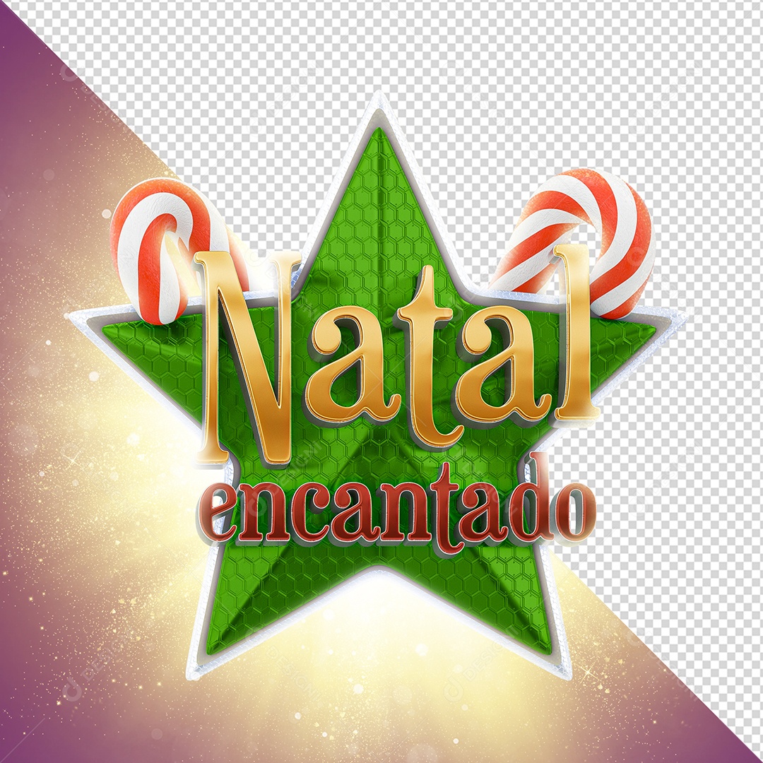 Natal Encantado Selo 3D Para Composição PSD