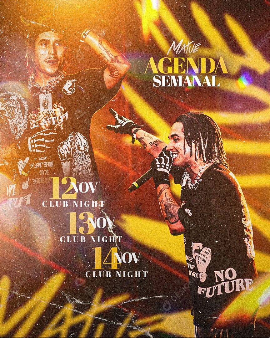 Matuê Agenda Semanal Flyer Social Media PSD Editável