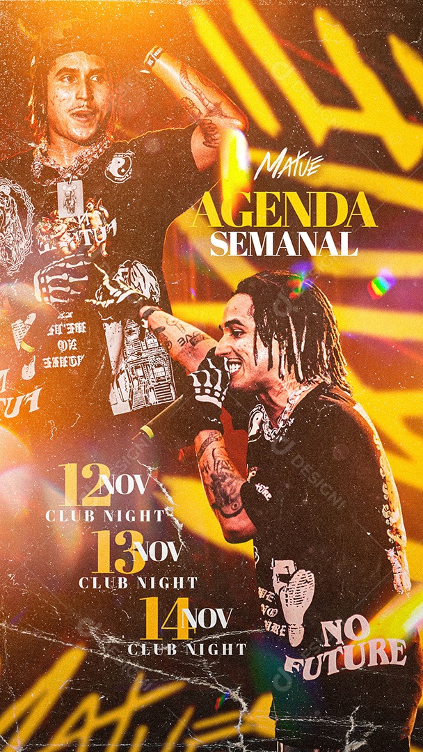 Story Matuê Agenda Semanal Flyer Social Media PSD Editável