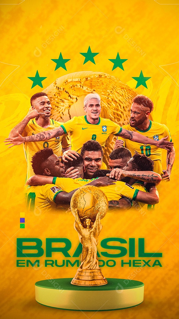 Story Brasil em Rumo do Hexa Copa Mundo 2022 Social Media PSD Editável