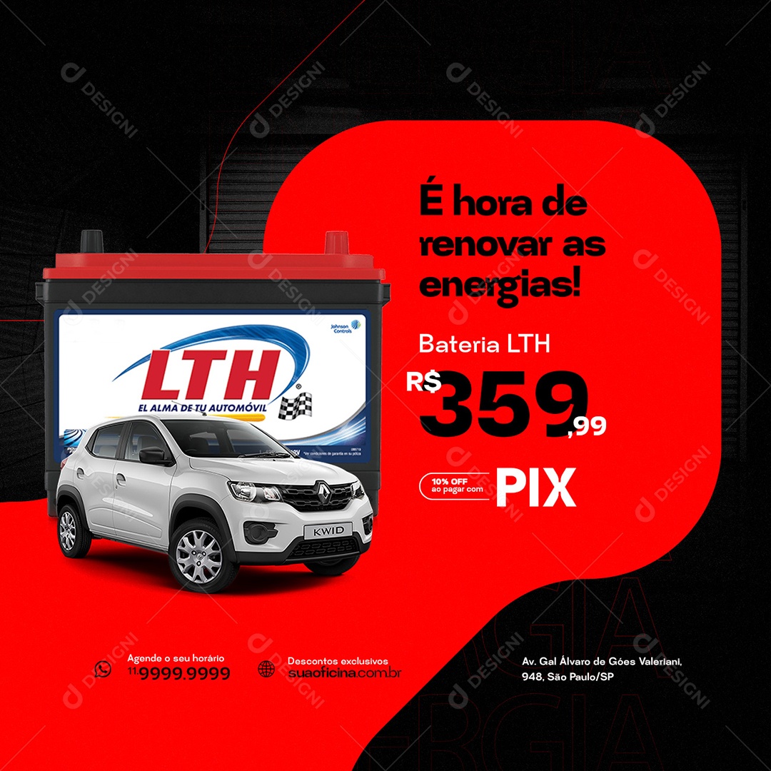 É Hora de Renovar as Energias Oficina Mecânica Social Media PSD Editável