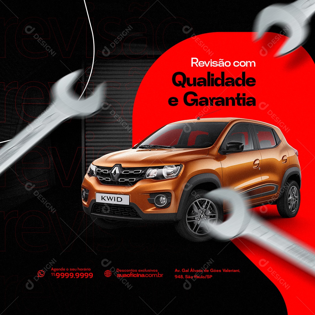 Revisão com Qualidade e Garantia Oficina Mecânica Social Media PSD Editável