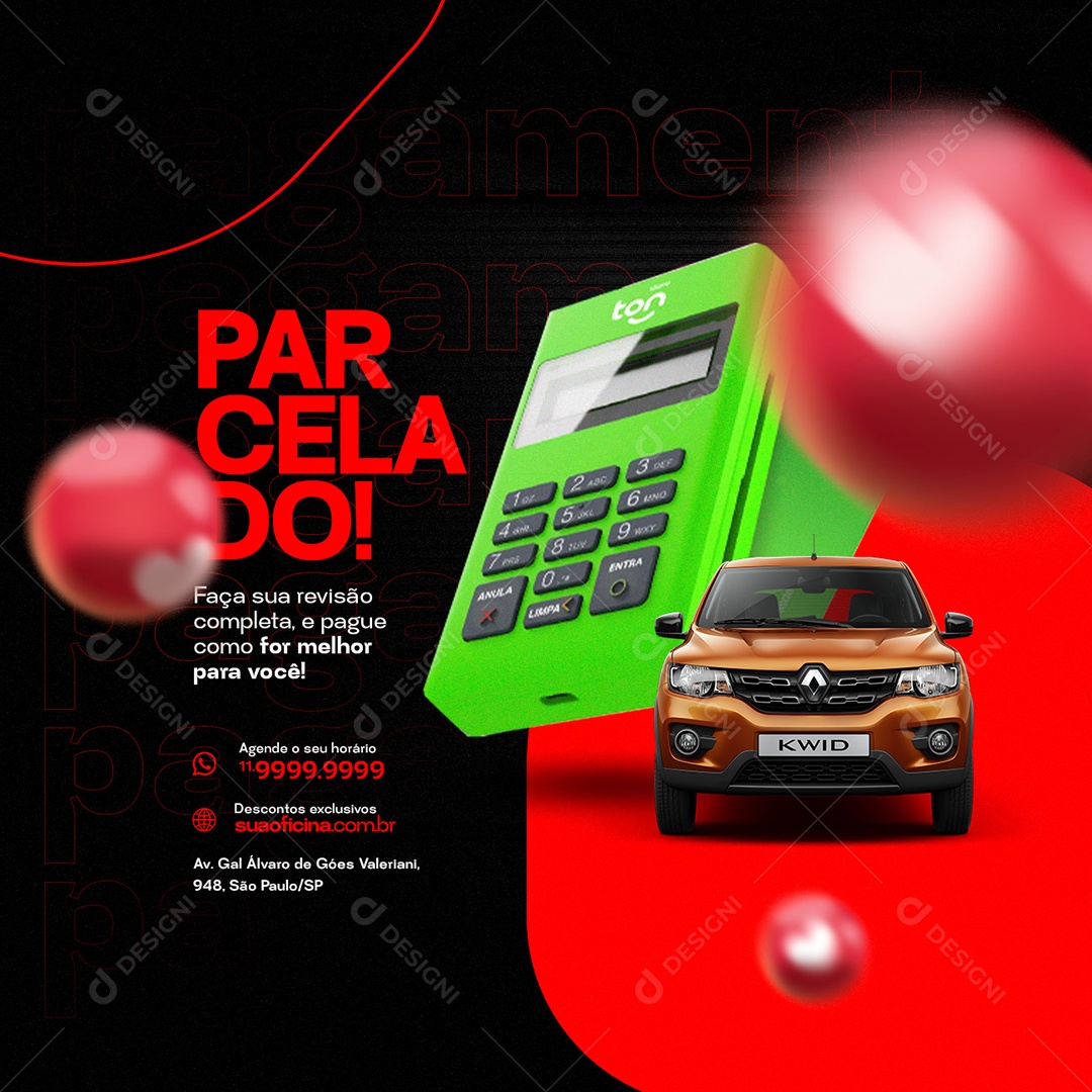 Parcelado Faça Sua Revisão Completa Oficina Mecânica Social Media PSD Editável